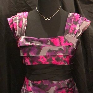 Satin purple & pink Jones New York print dress